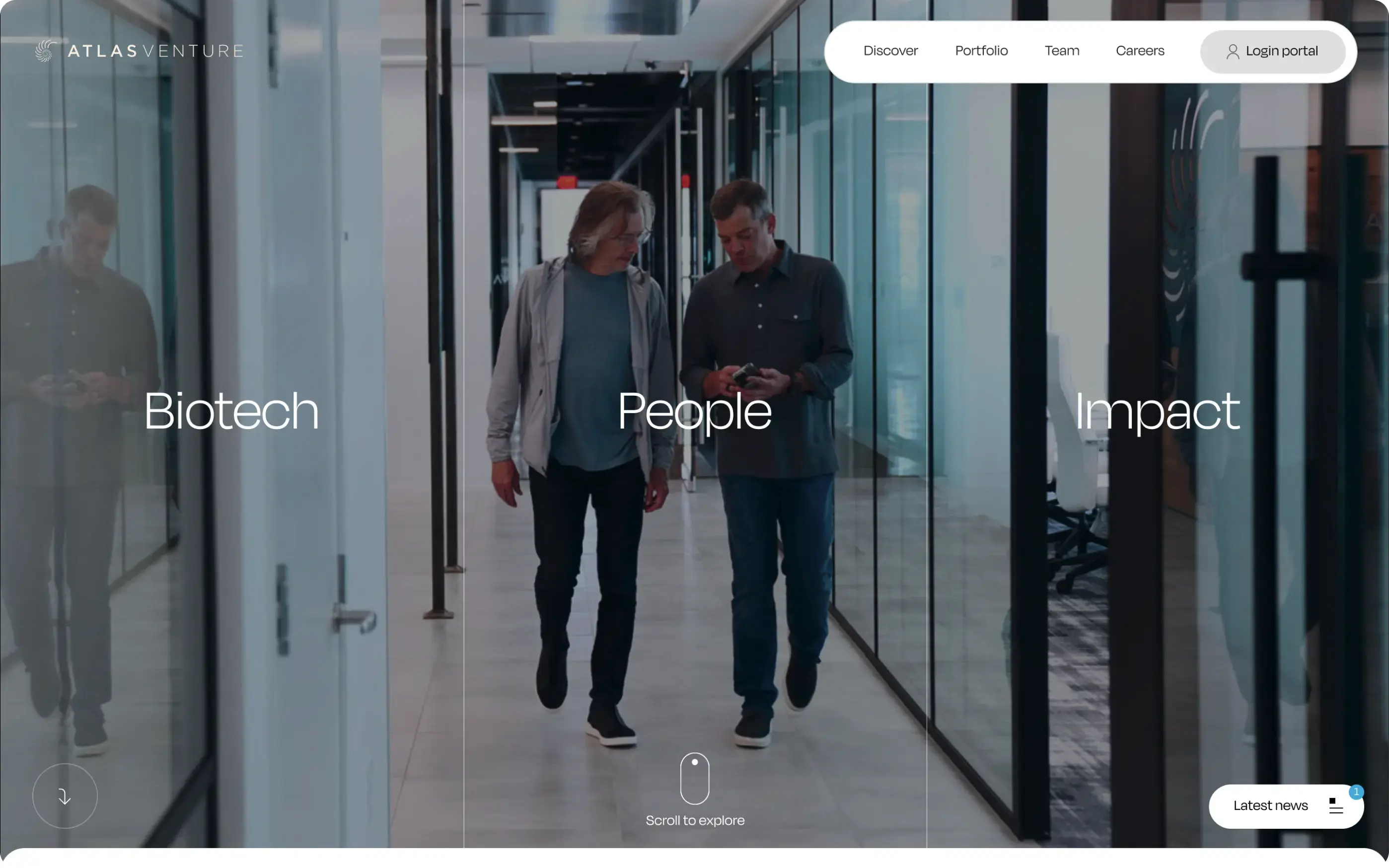 Screenshot of homepage on Atlas Venture website